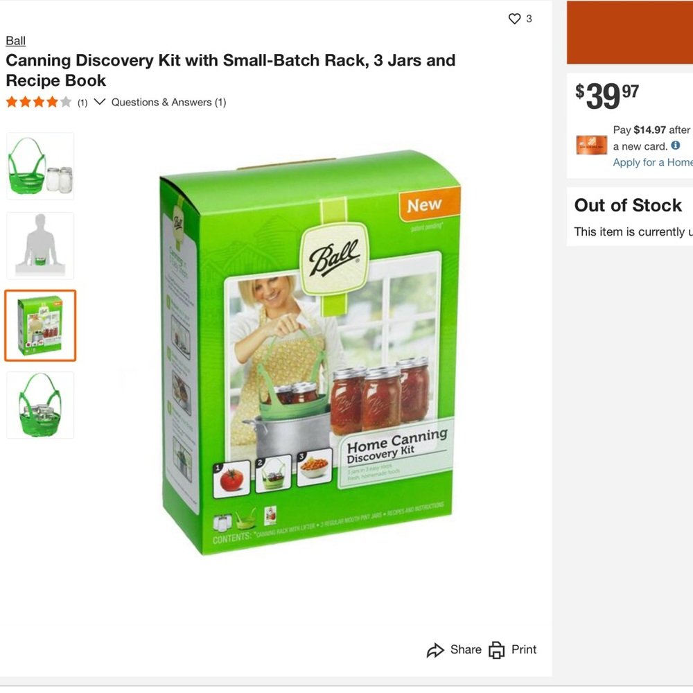 NIB Ball Canning Discovery Kit with Small-Batch Rack, 3 Jars and Recipe Book